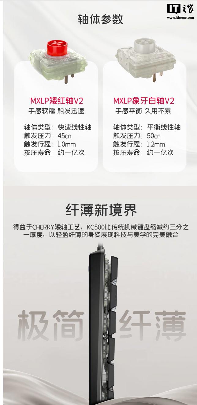 0 MX LP 系列机械键盘：双布局562 元起新葡京娱乐城CHERRY 樱桃推出 KC 50(图2)